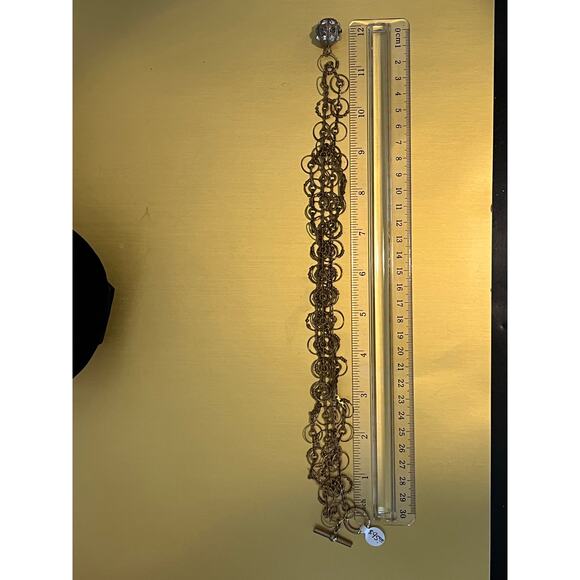 Catherine Popesco layered gold plated necklace with crystal ball charm - Picture 2 of 5